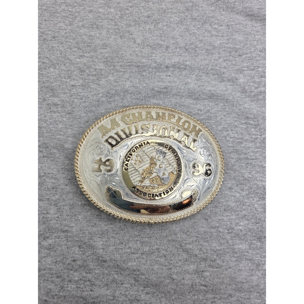 Vintage 1996 California Gymkhana Association AA Championship Rodeo Belt Buckle